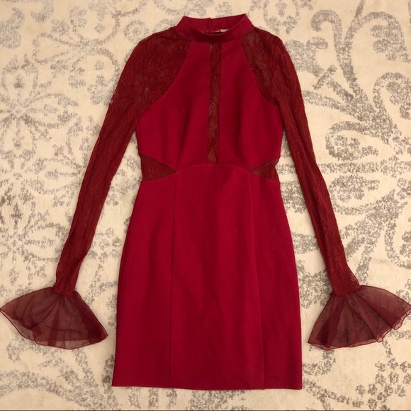 Free People Red Lace Bodycon Dress NWOT - Picture 2 of 6